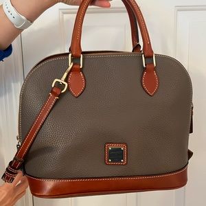 Dooney & Bourke Pebble Leather Zip Zip Satchel in Elephant